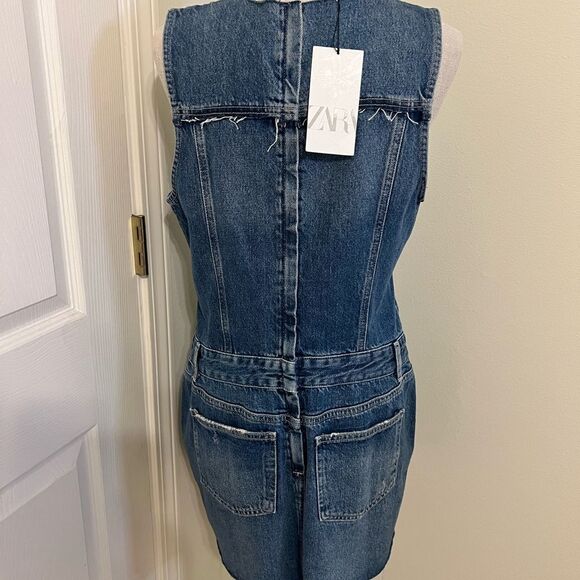Zara Blue Denim Mini Dress - Picture 6 of 9